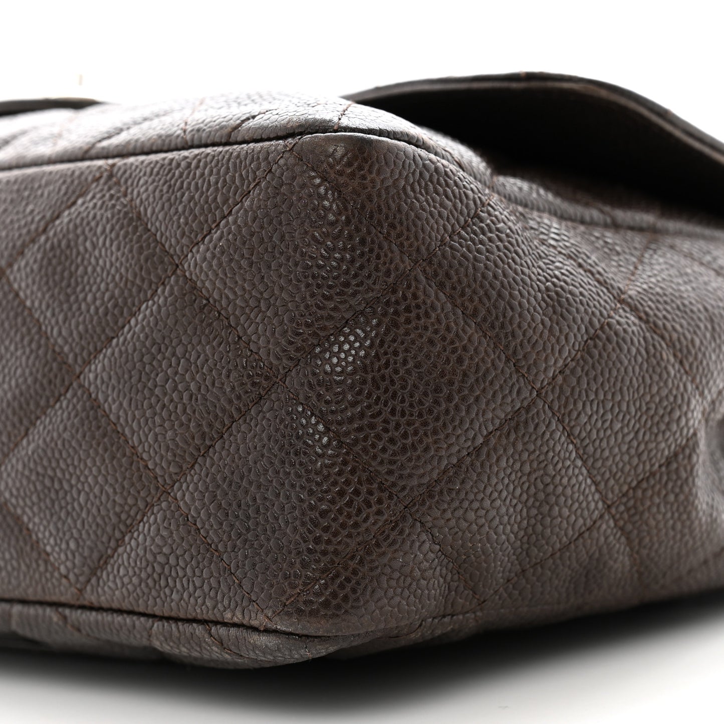 Caviar Quilted Jumbo Single Flap Dark Brown