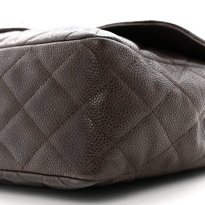 Chanel Caviar Quilted Jumbo Single Flap Dark Brown 10 of 15