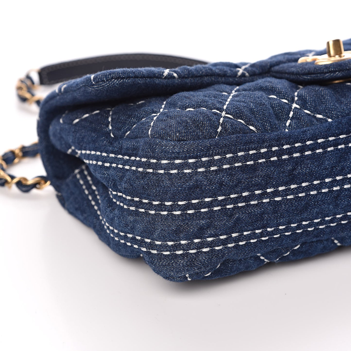 Denim Quilted Medium Denim Trip Single Flap Blue
