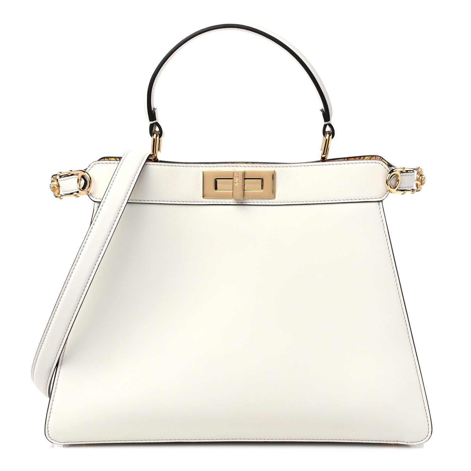 Fendi X VERSACE Vitello Seta Nappa Fendace FF Baroque Medium Peekaboo I SEE U Satchel White Ice 1 of 9