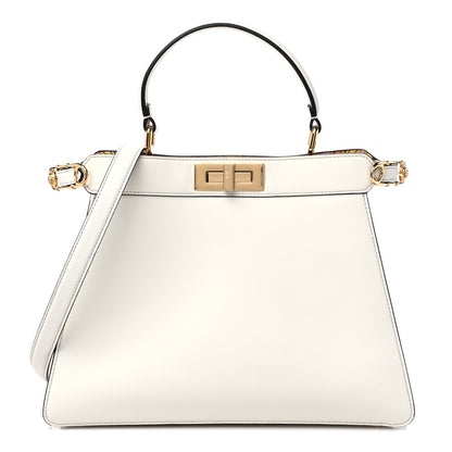 Fendi X VERSACE Vitello Seta Nappa Fendace FF Baroque Medium Peekaboo I SEE U Satchel White Ice 1 of 9