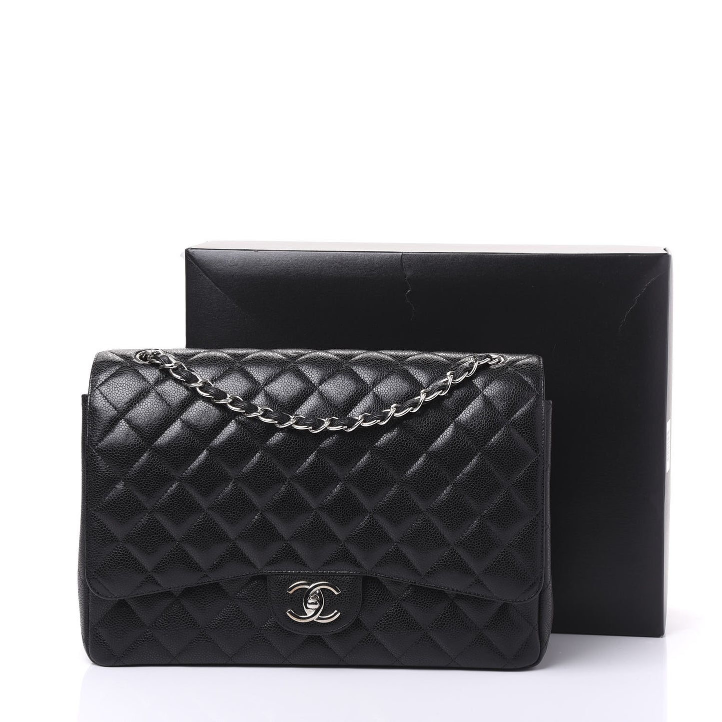 Caviar Quilted Maxi Double Flap Black
