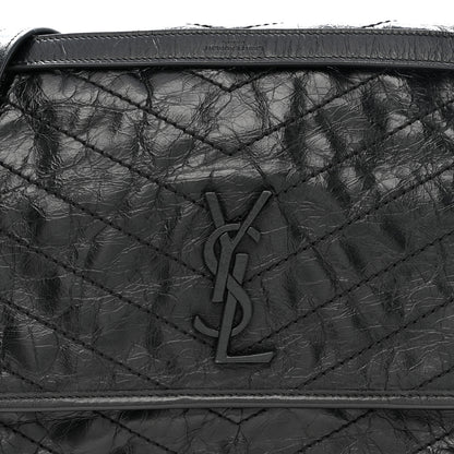 Saint Laurent Crinkled Calfskin Matelasse Monogram Large Niki Chain Satchel Black Black 8 of 10