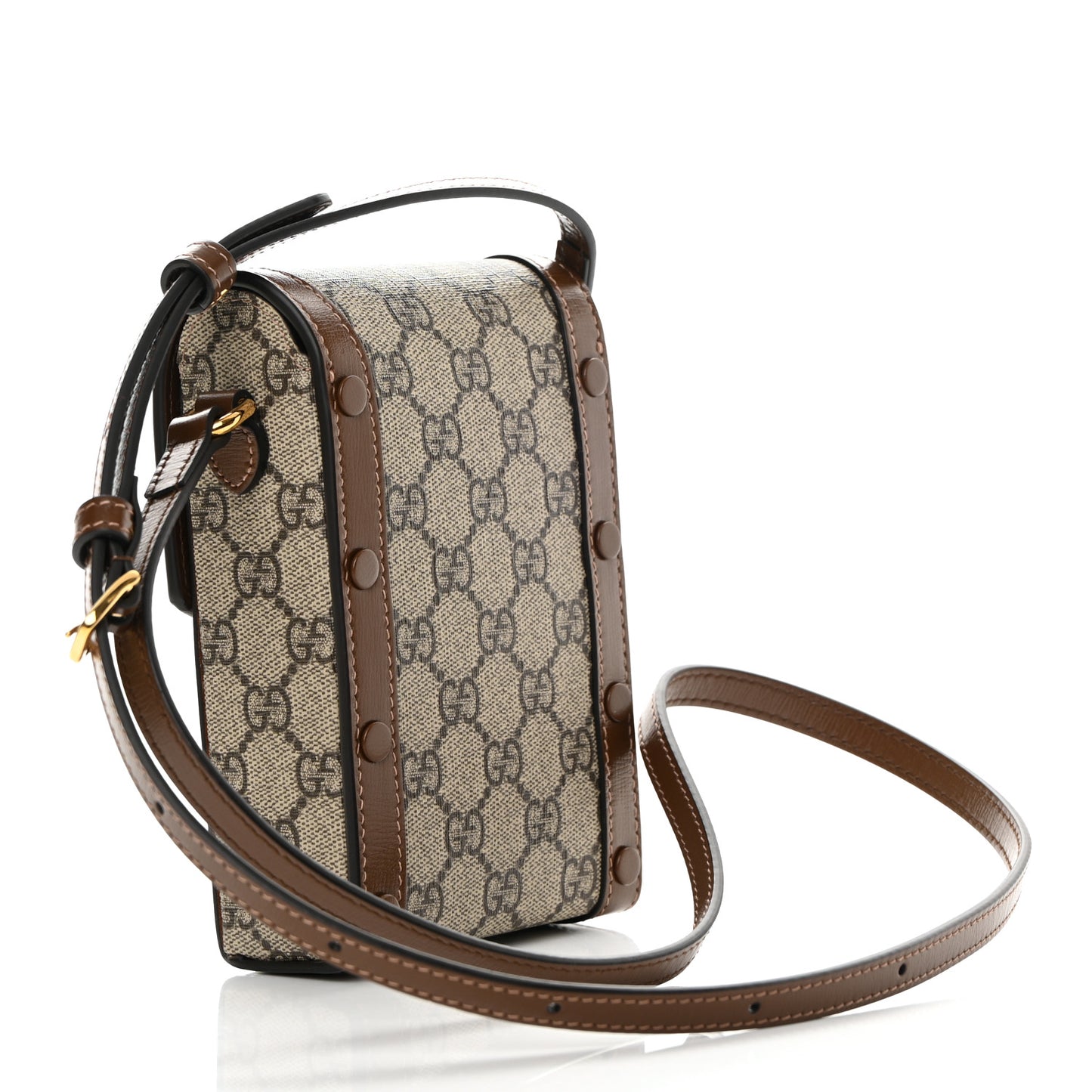 GG Supreme Monogram Mini Horsebit 1955 Crossbody Bag Beige Brown Sugar