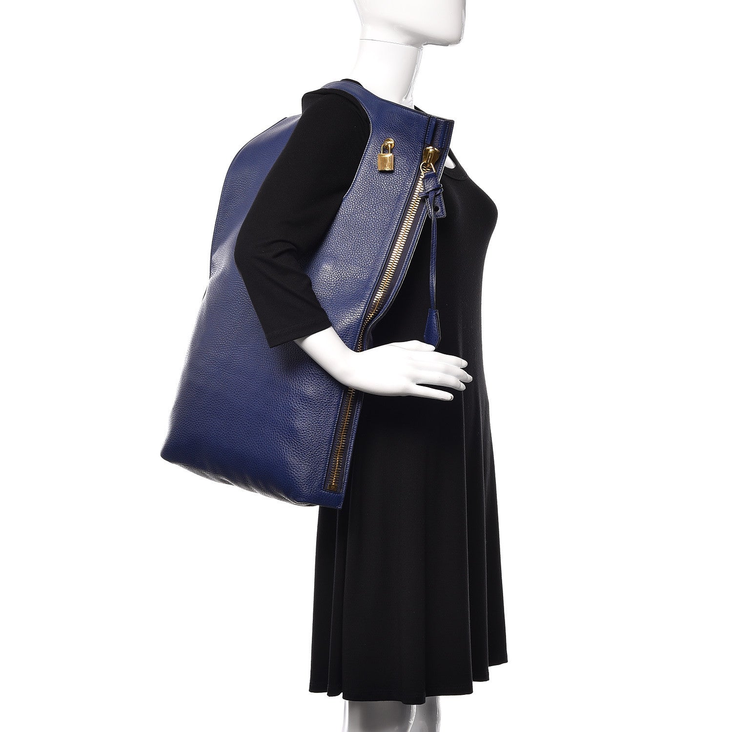 Tom Ford Calfskin Large Alix Padlock Zip Shoulder Bag Cobalt 2 of 10