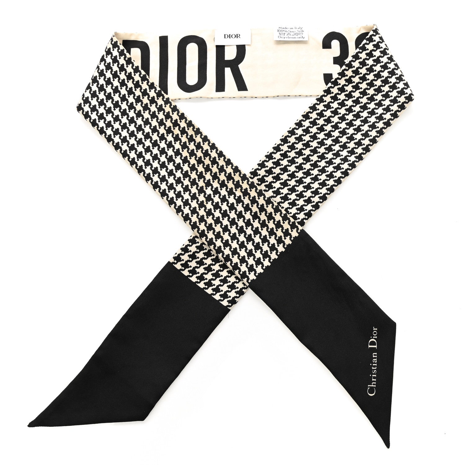 Christian Dior Silk 30 Montaigne Mitzah Scarf Black White 1 of 4