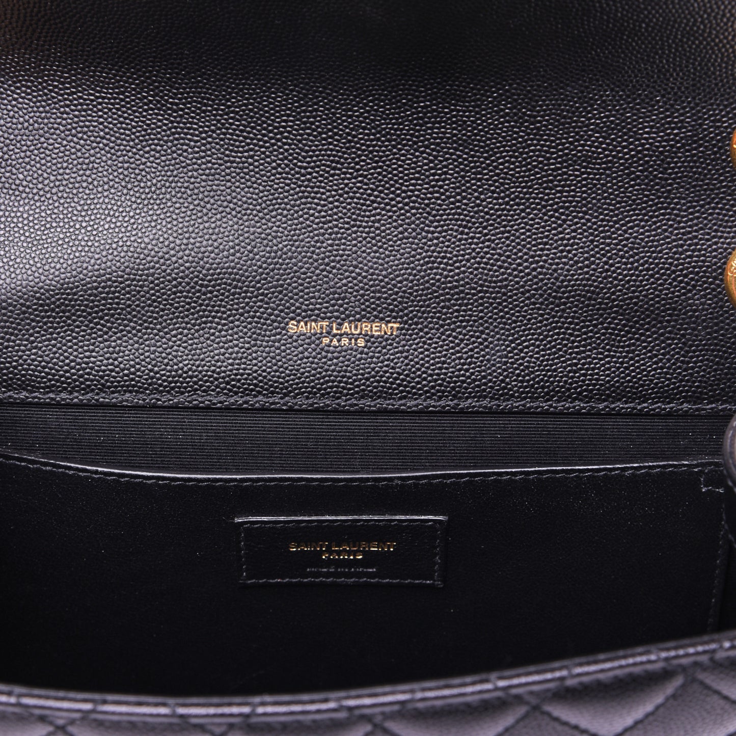 Grain De Poudre Textured Mixed Matelasse Triquilt Medium Monogram Satchel Black