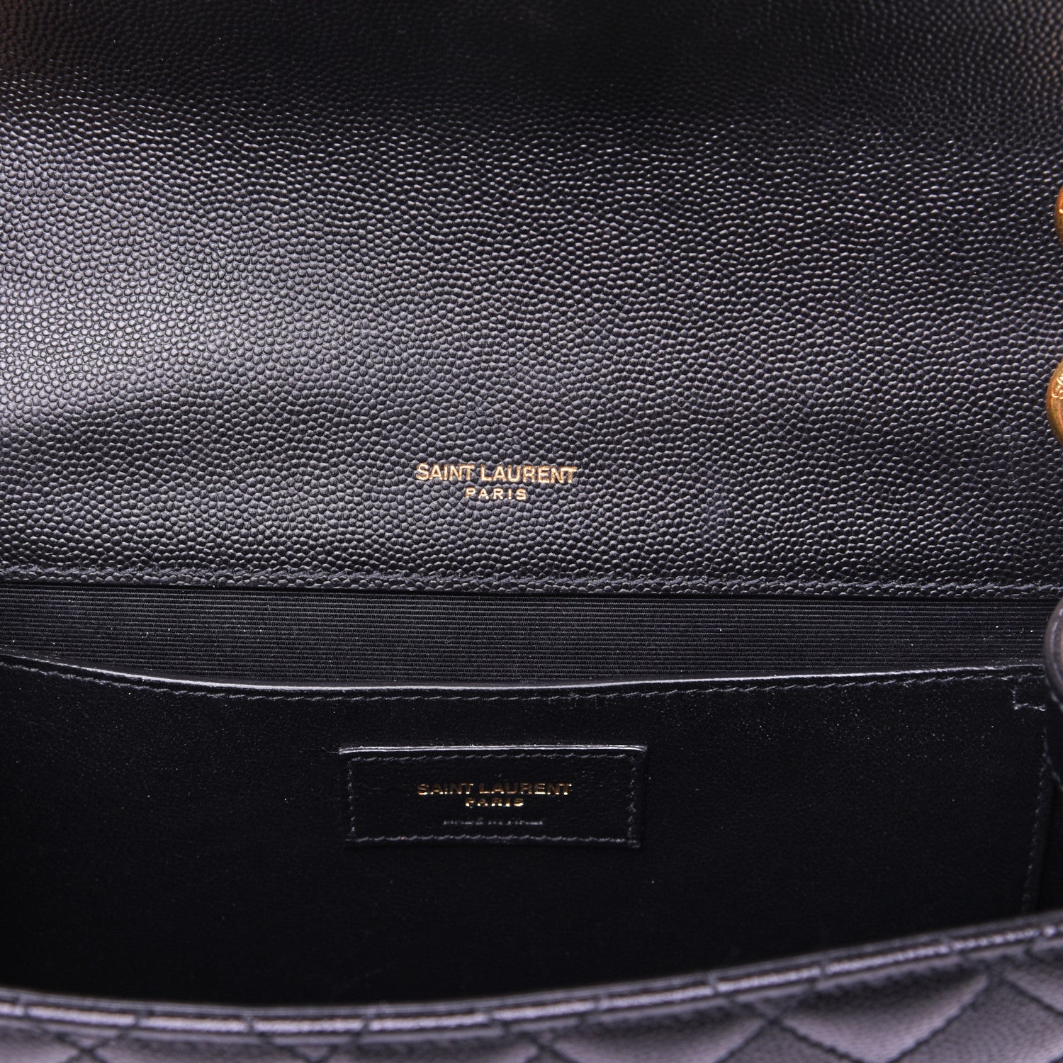 Saint Laurent Grain De Poudre Textured Mixed Matelasse Triquilt Medium Monogram Satchel Black 7 of 12