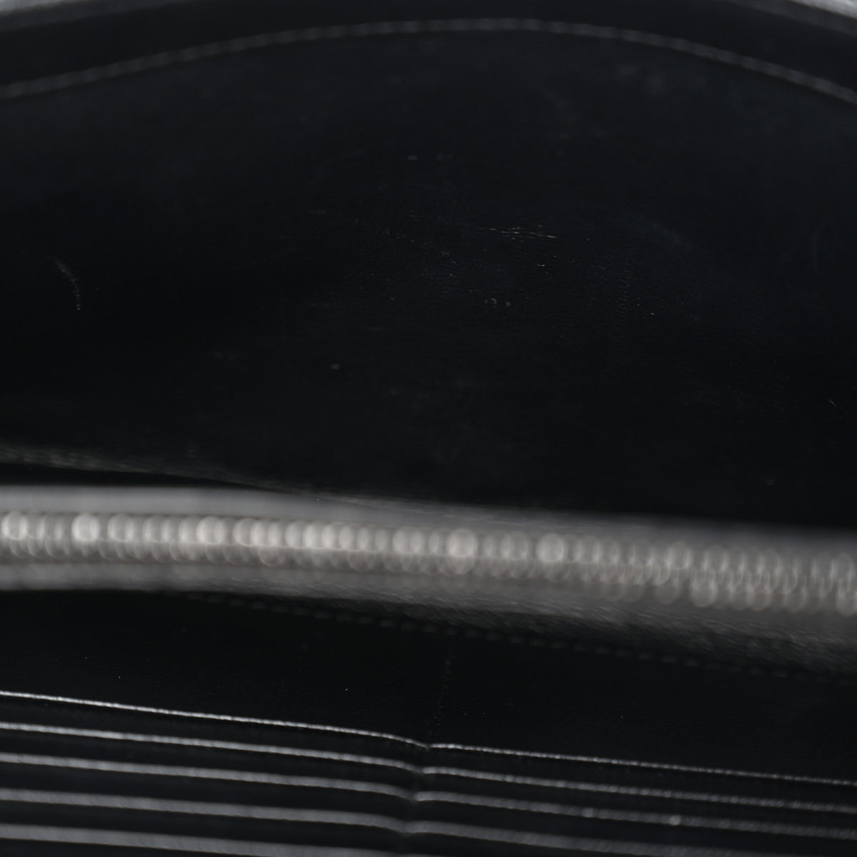 Grain De Poudre Matelasse Chevron Monogram Monochrome Chain Wallet Black