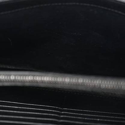 Saint Laurent Grain De Poudre Matelasse Chevron Monogram Monochrome Chain Wallet Black 11 of 12