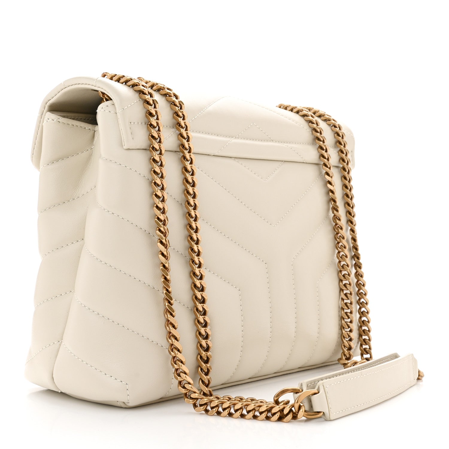 Saint Laurent Calfskin Y Quilted Monogram Small Loulou Chain Satchel Crema Soft 3 of 10