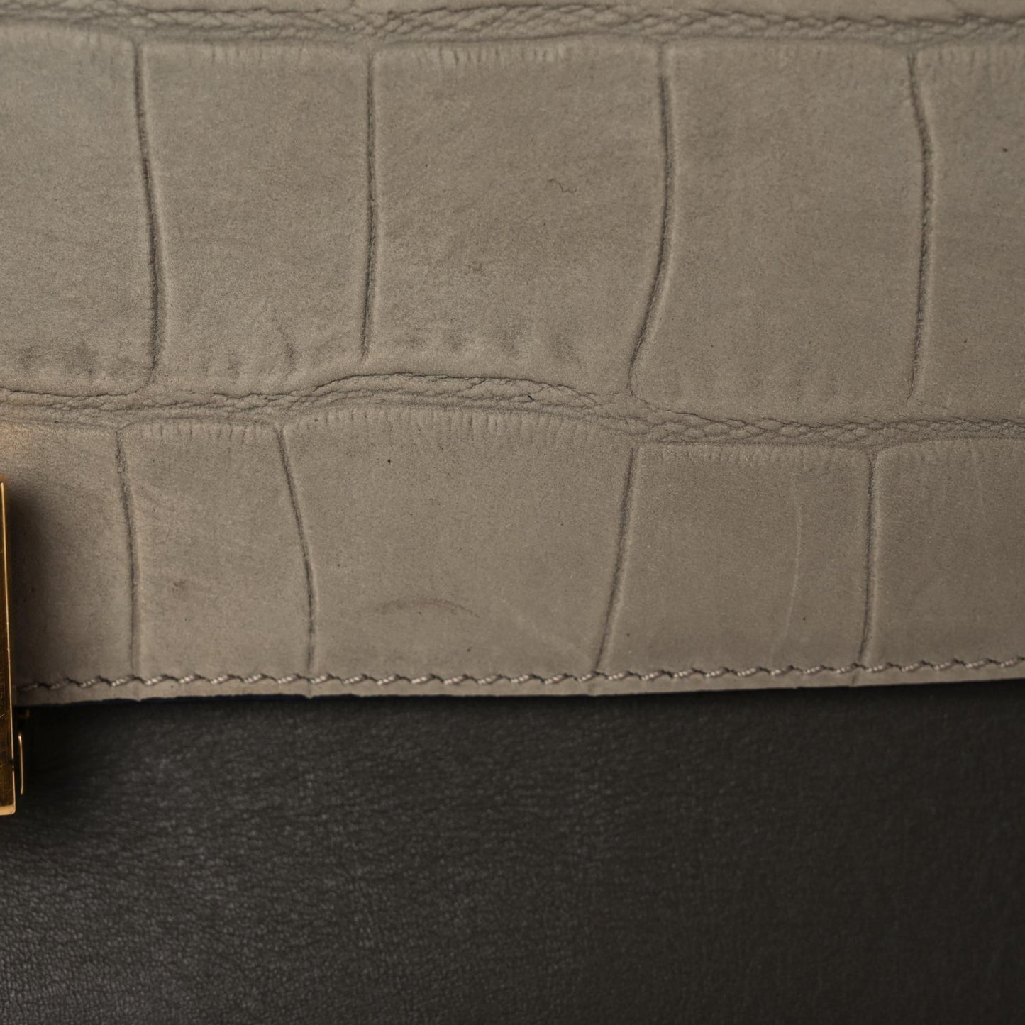 Crocodile Embossed Calfskin Suede Medium Trapeze Taupe