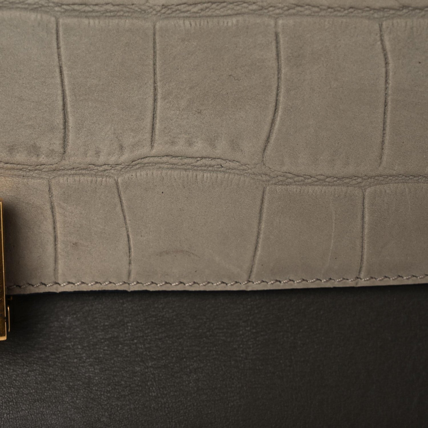 Celine Crocodile Embossed Calfskin Suede Medium Trapeze Taupe 16 of 19