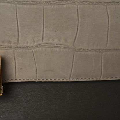 Celine Crocodile Embossed Calfskin Suede Medium Trapeze Taupe 16 of 19