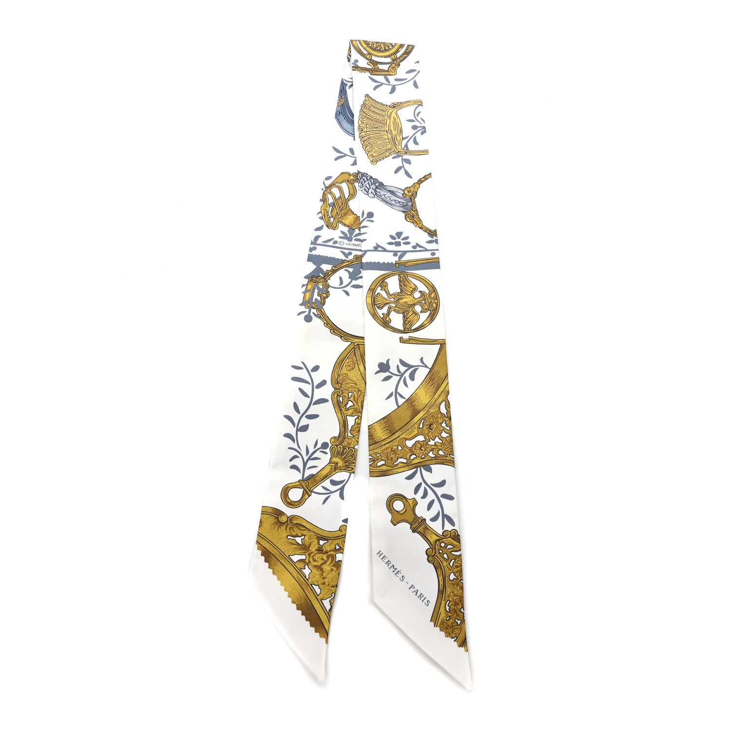 Hermes Silk Etriers Remix Twilly White 2 of 5