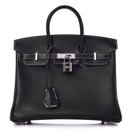 Hermes Swift Horseshoe Birkin 25 Black White 1 of 35
