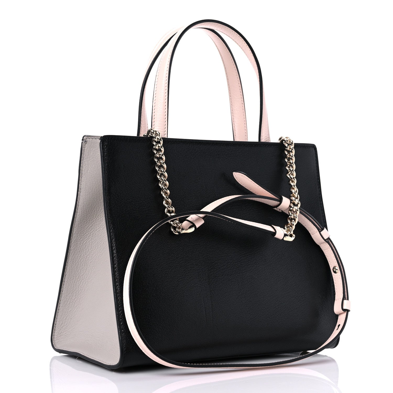 Salvatore Ferragamo Calfskin Medium Vara Bow Top Handle Tote Black Pink 3 of 13
