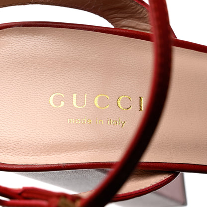 Gucci Calfskin GG Marmont Ankle Wrap 30/115mm Platform Sandals 36.5 Hibiscus Red 6 of 10