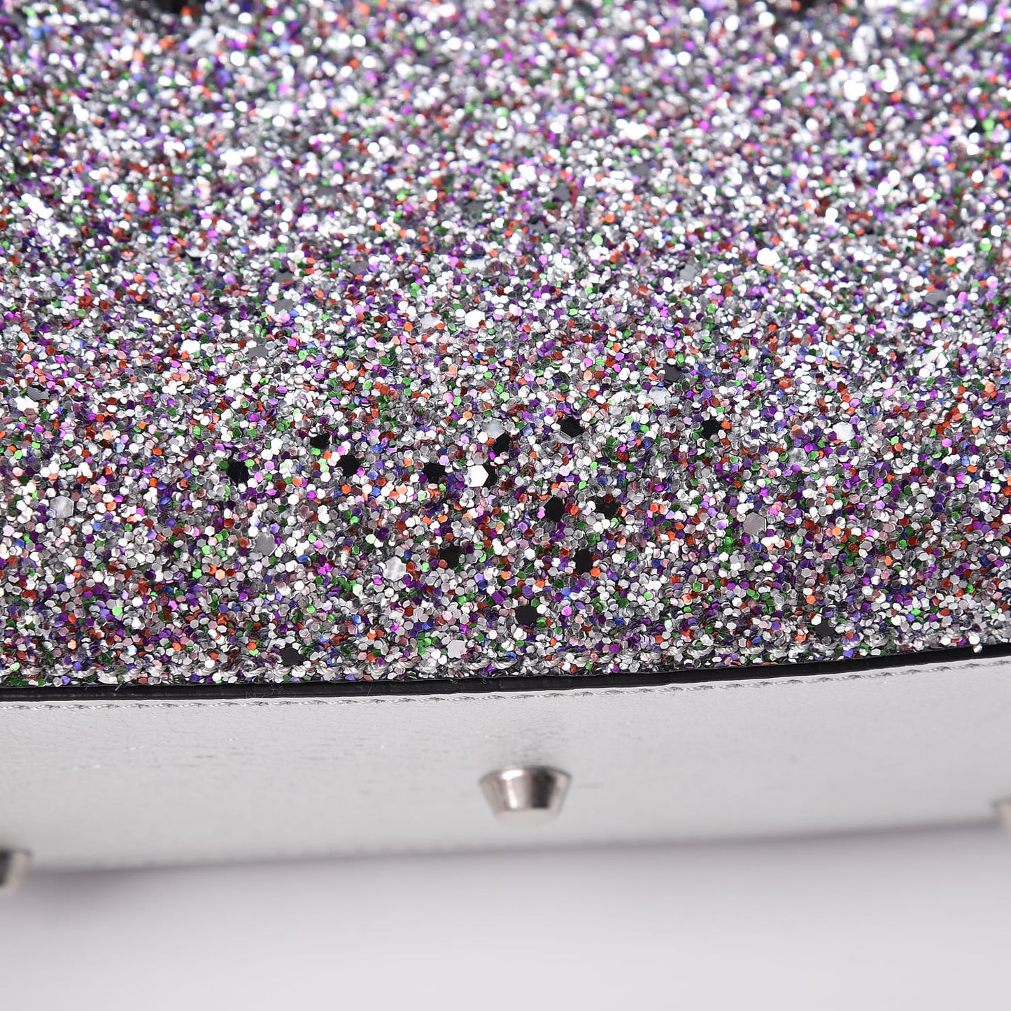 Metallic Calfskin Glitter Mini Heroine Shoulder Bag Grey Multicolor