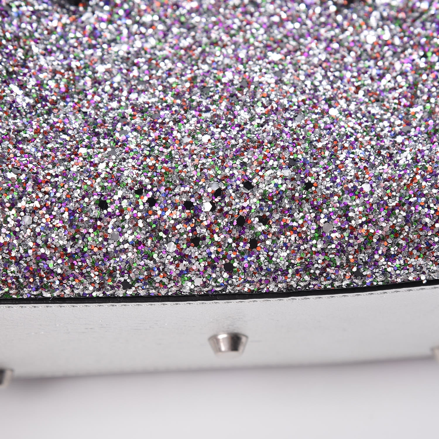 Alexander McQueen Metallic Calfskin Glitter Mini Heroine Shoulder Bag Grey Multicolor 11 of 15