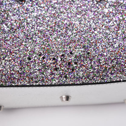 Alexander McQueen Metallic Calfskin Glitter Mini Heroine Shoulder Bag Grey Multicolor 11 of 15