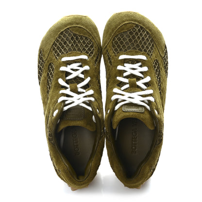 Bottega Veneta Calfskin Fishnet Fabric Orbit Sneakers 37 Olive Oil 2 of 9
