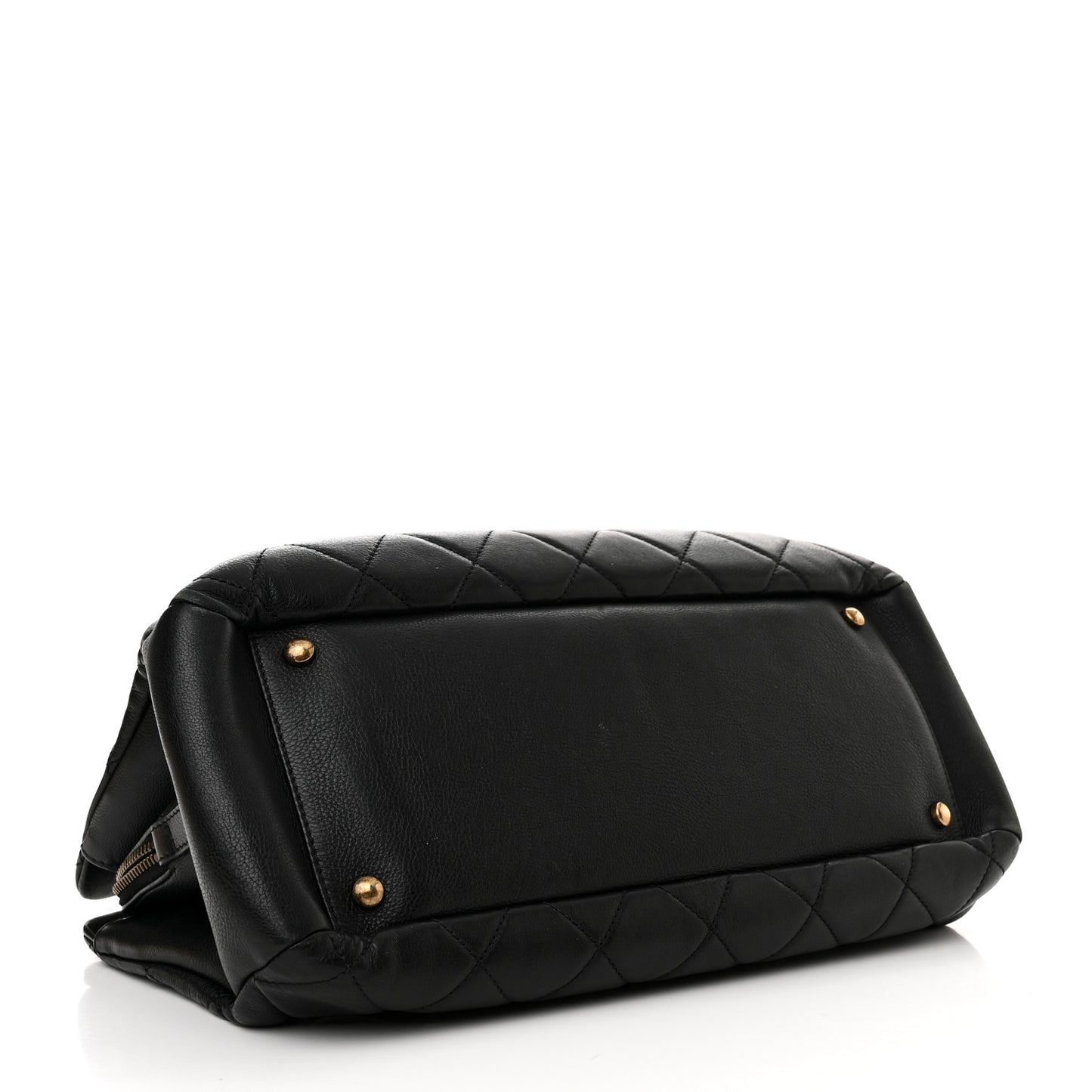 Calfskin Quilted Small CC Crown Tote Black