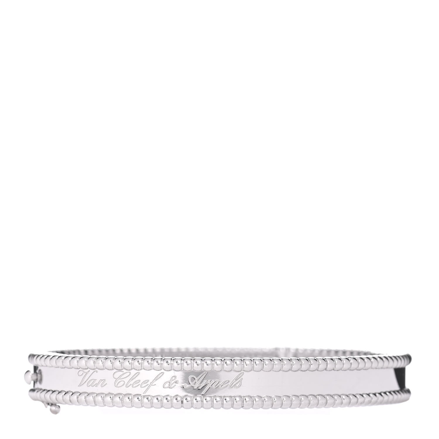 Van Cleef & Arpels 18K White Gold Perlee Signature Bangle Bracelet M 1 of 5
