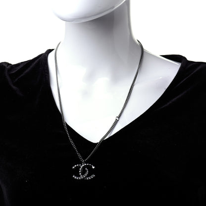Chanel Pearl CC Pendant Necklace Silver 2 of 5