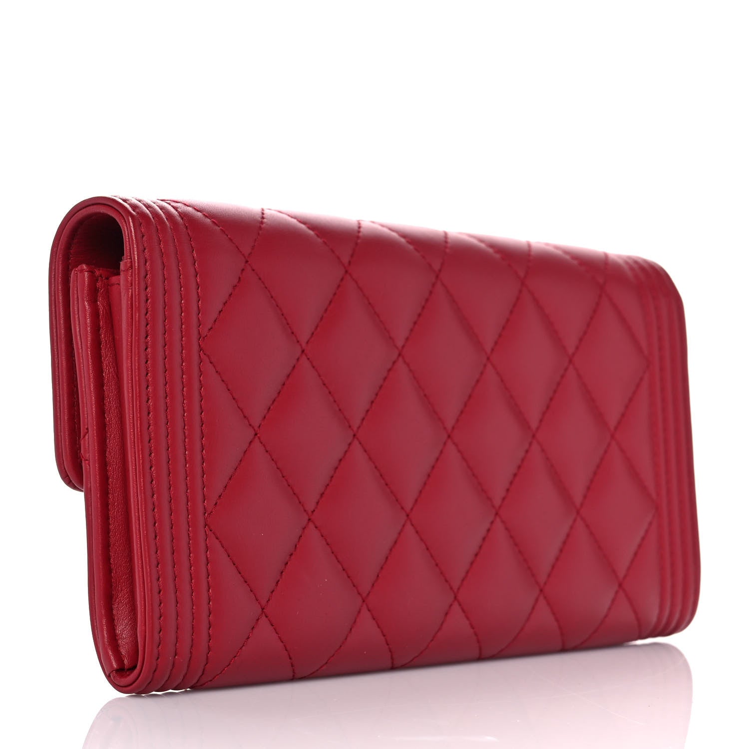 Chanel Lambskin Quilted Boy Flap Wallet Red 3 of 10