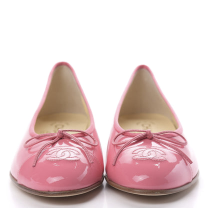 Chanel Patent CC Cap Toe Ballerina Flats 37.5 Light Pink 2 of 9
