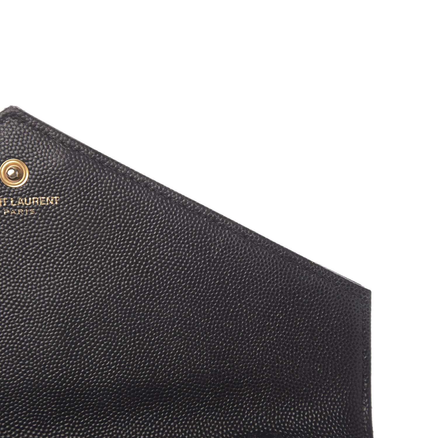 Saint Laurent Grain De Poudre Matelasse Chevron Monogram Chain Wallet Black 9 of 18
