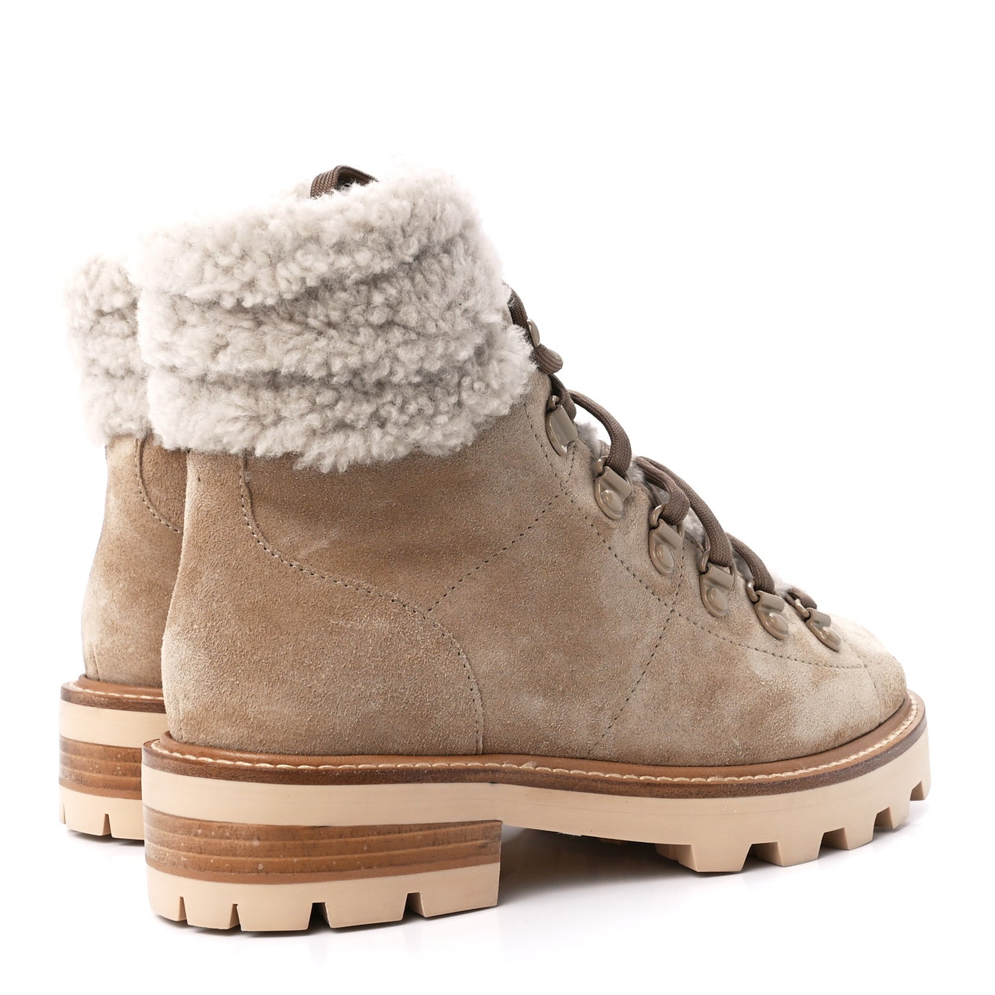 Suede Shearling Eshe Flat Boots Stucco 36.5 Natural