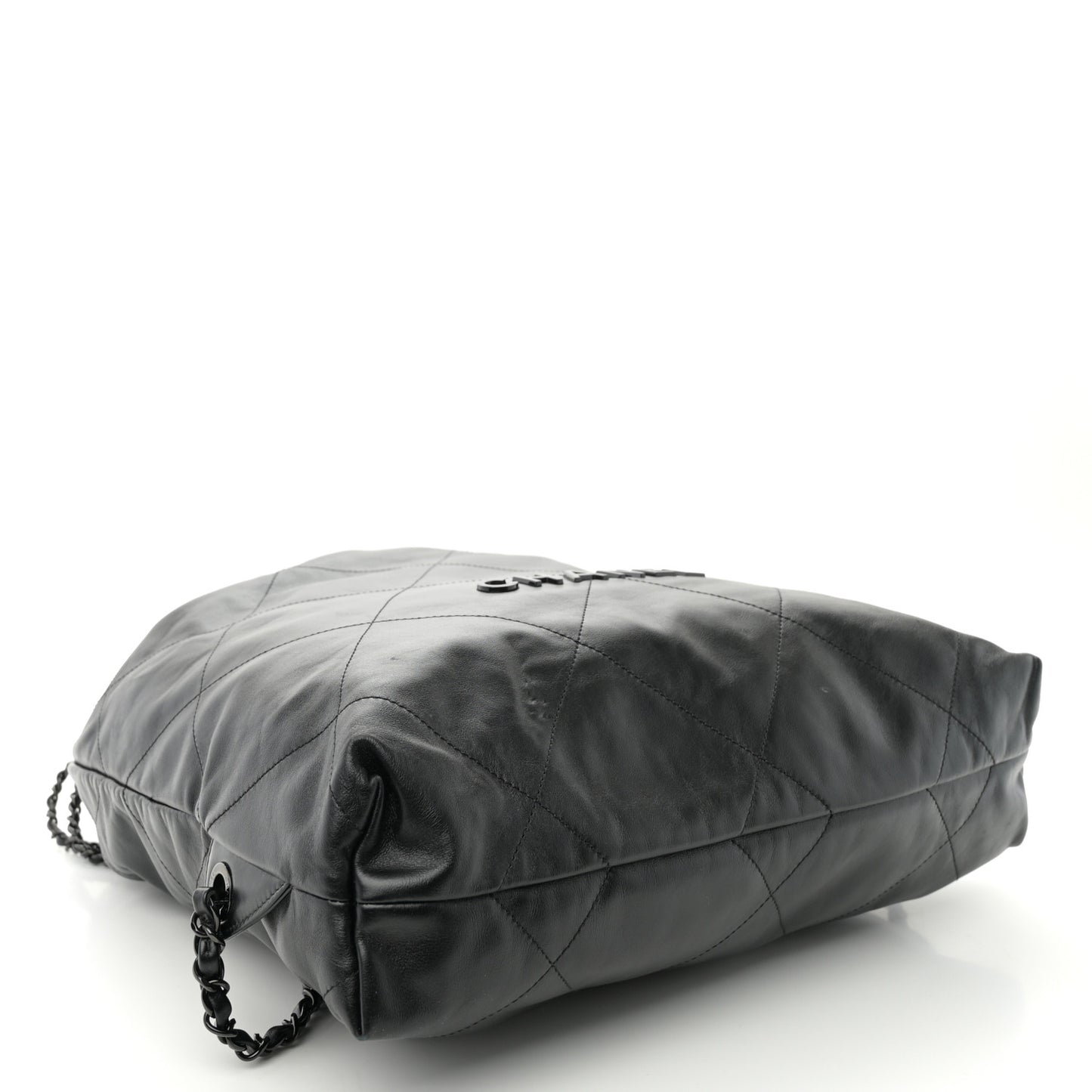 Shiny Calfskin Quilted Chanel 22 Backpack So Black