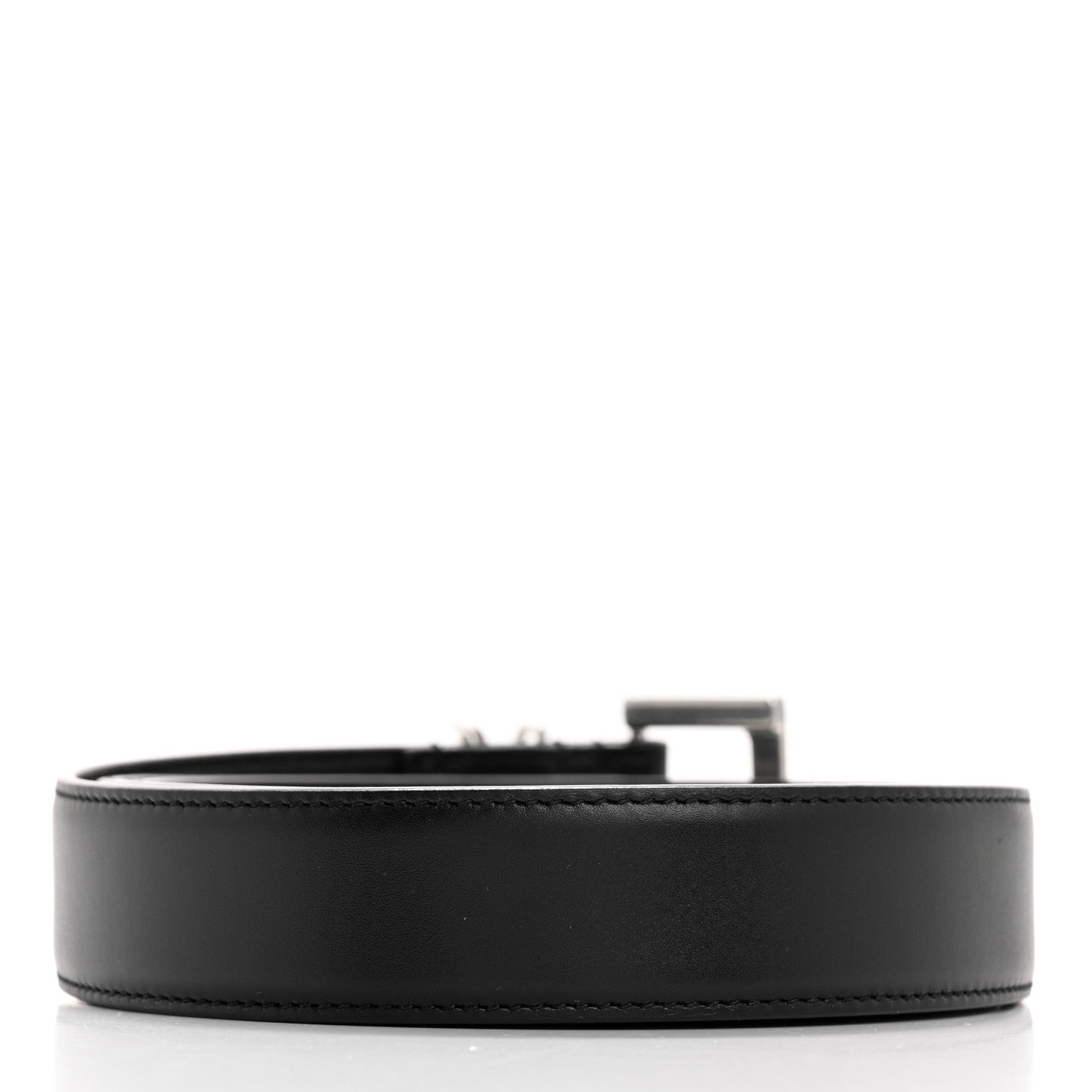 Saint Laurent Lambskin Monogram Cassandre Square Buckle Belt 100 40 Black 4 of 16