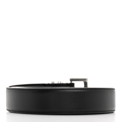 Saint Laurent Lambskin Monogram Cassandre Square Buckle Belt 100 40 Black 4 of 16