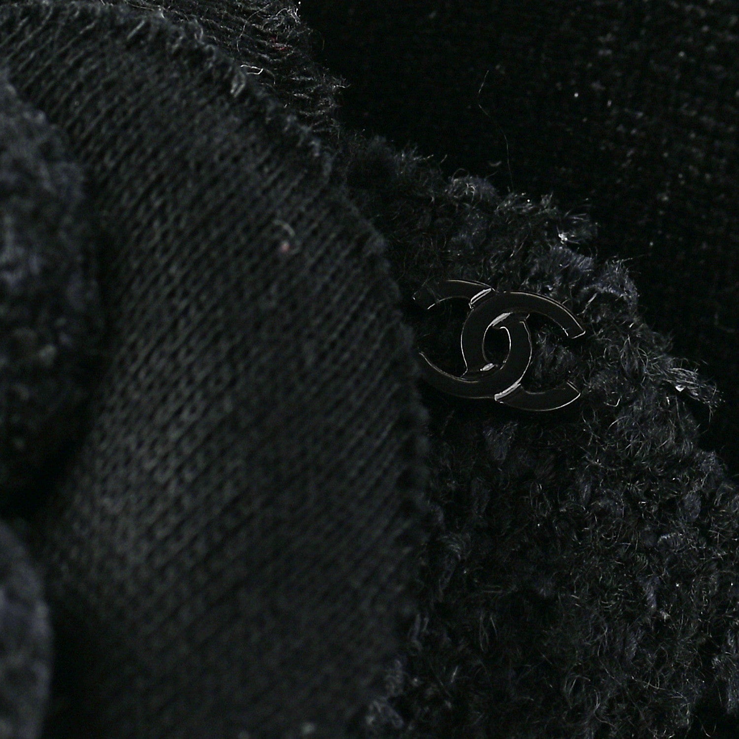 Chanel Tweed Camellia Pin Brooch Black 4 of 4