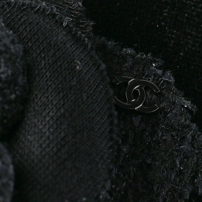 Chanel Tweed Camellia Pin Brooch Black 4 of 4