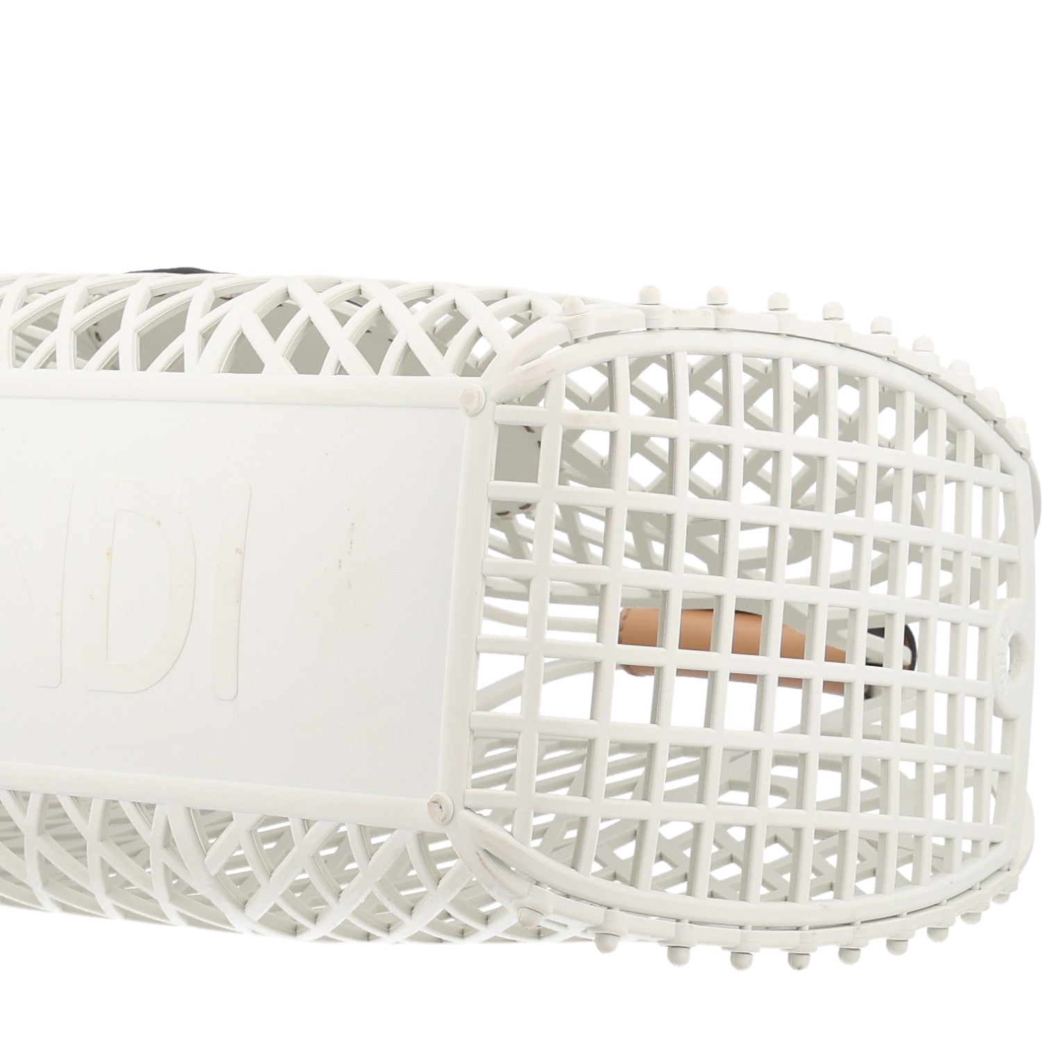 Fendi Recycled Plastic Vitello Liberty Matte Medium Fendi Basket White Ice Miele Scuro 10 of 10