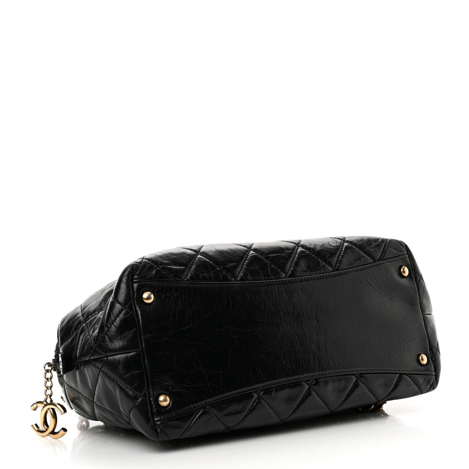 Chanel Glazed Calfskin Castle Rock Bowling Bag Black 4 of 10