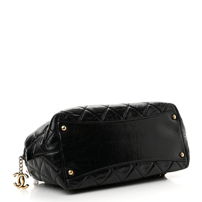 Chanel Glazed Calfskin Castle Rock Bowling Bag Black 4 of 10
