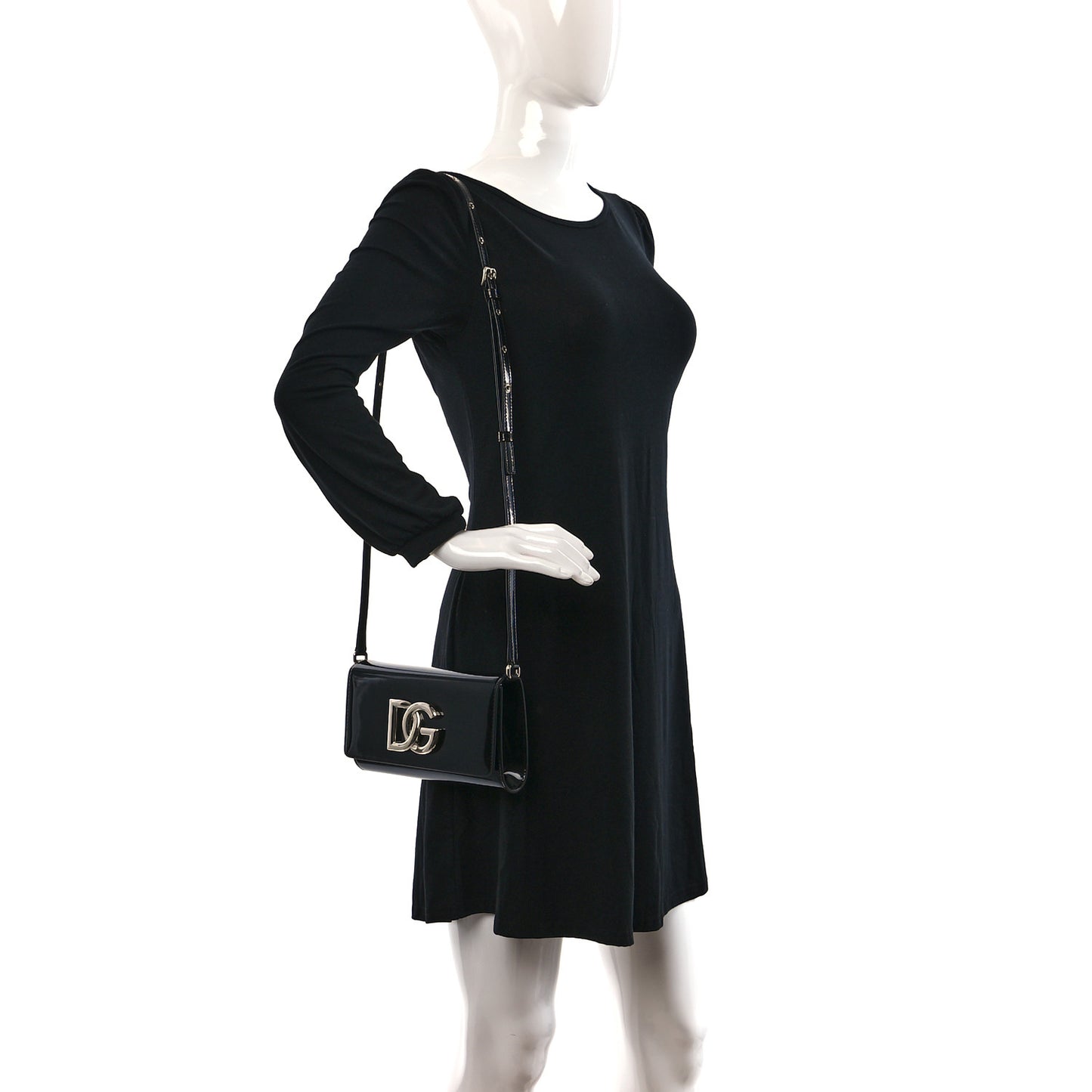 Patent Calfskin Clutch Black