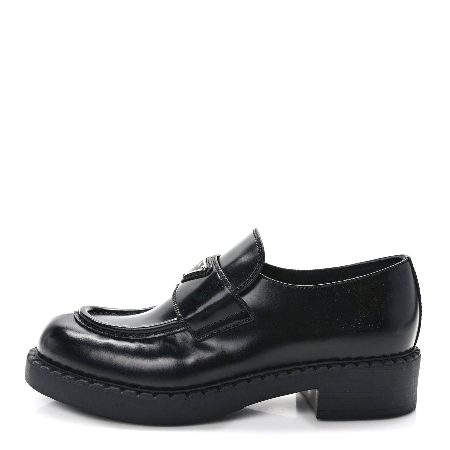 Spazzolato Metal Triangle Logo 50mm Loafers 38 Black