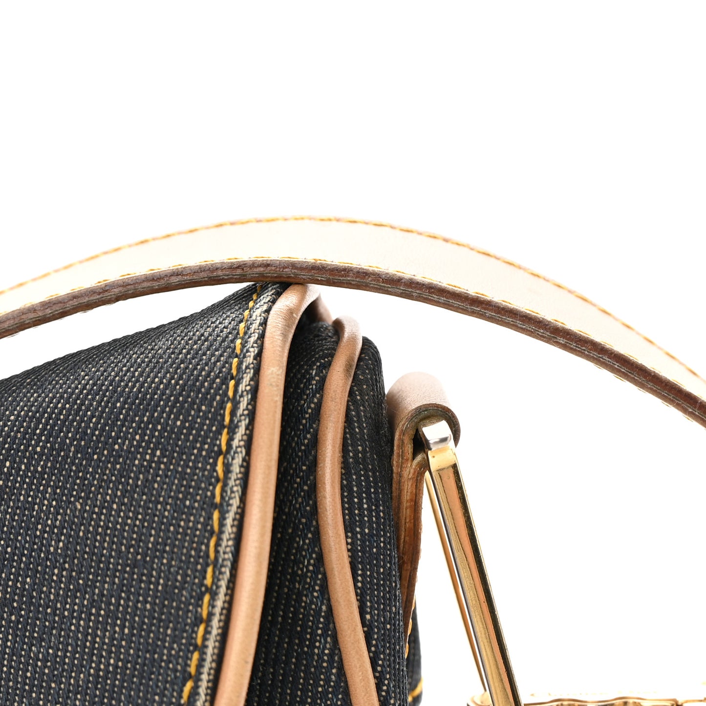 Denim Calfskin Saddle Bag Blue