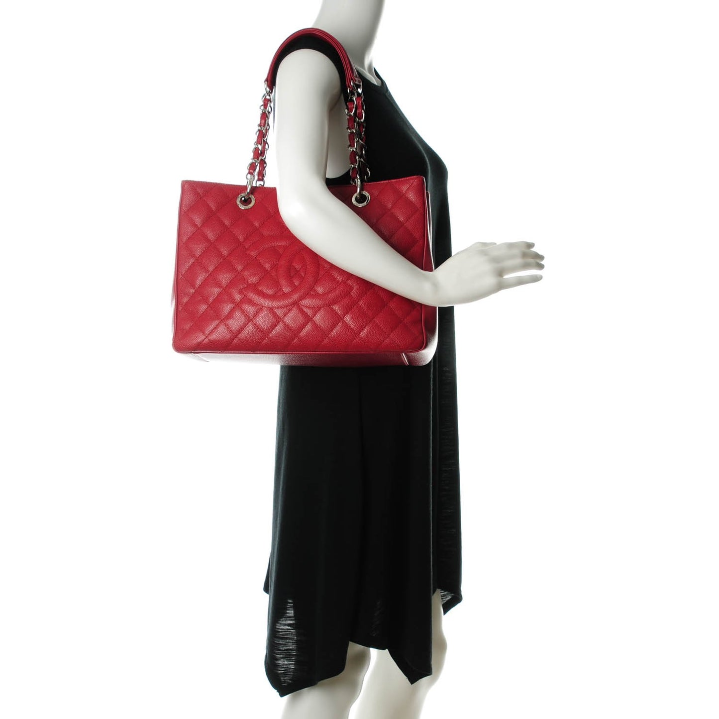 Caviar Quilted Grand Shopping Tote GST Red