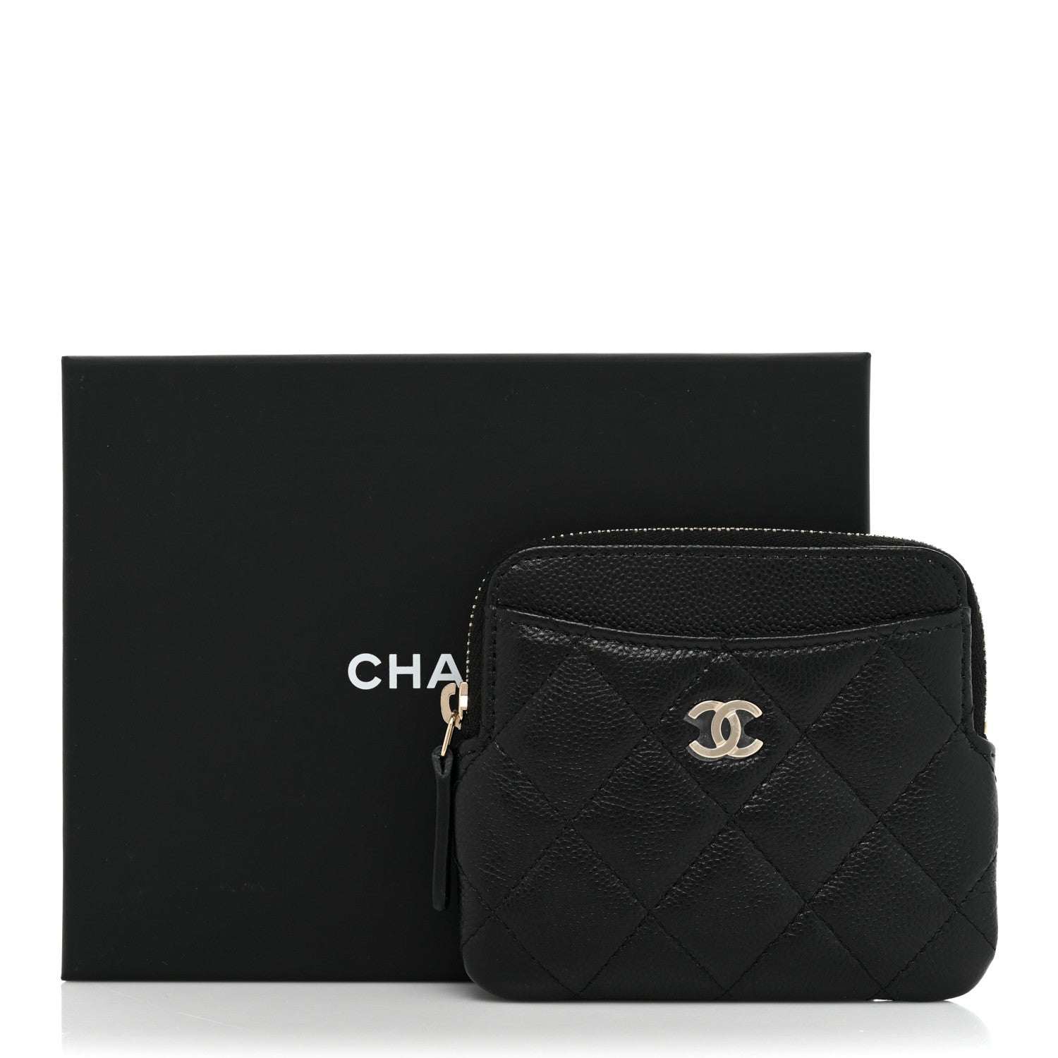 Chanel Caviar Quilted Zip Card Holder Wallet Black 10 of 10
