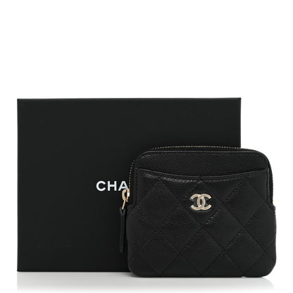 Chanel Caviar Quilted Zip Card Holder Wallet Black 10 of 10