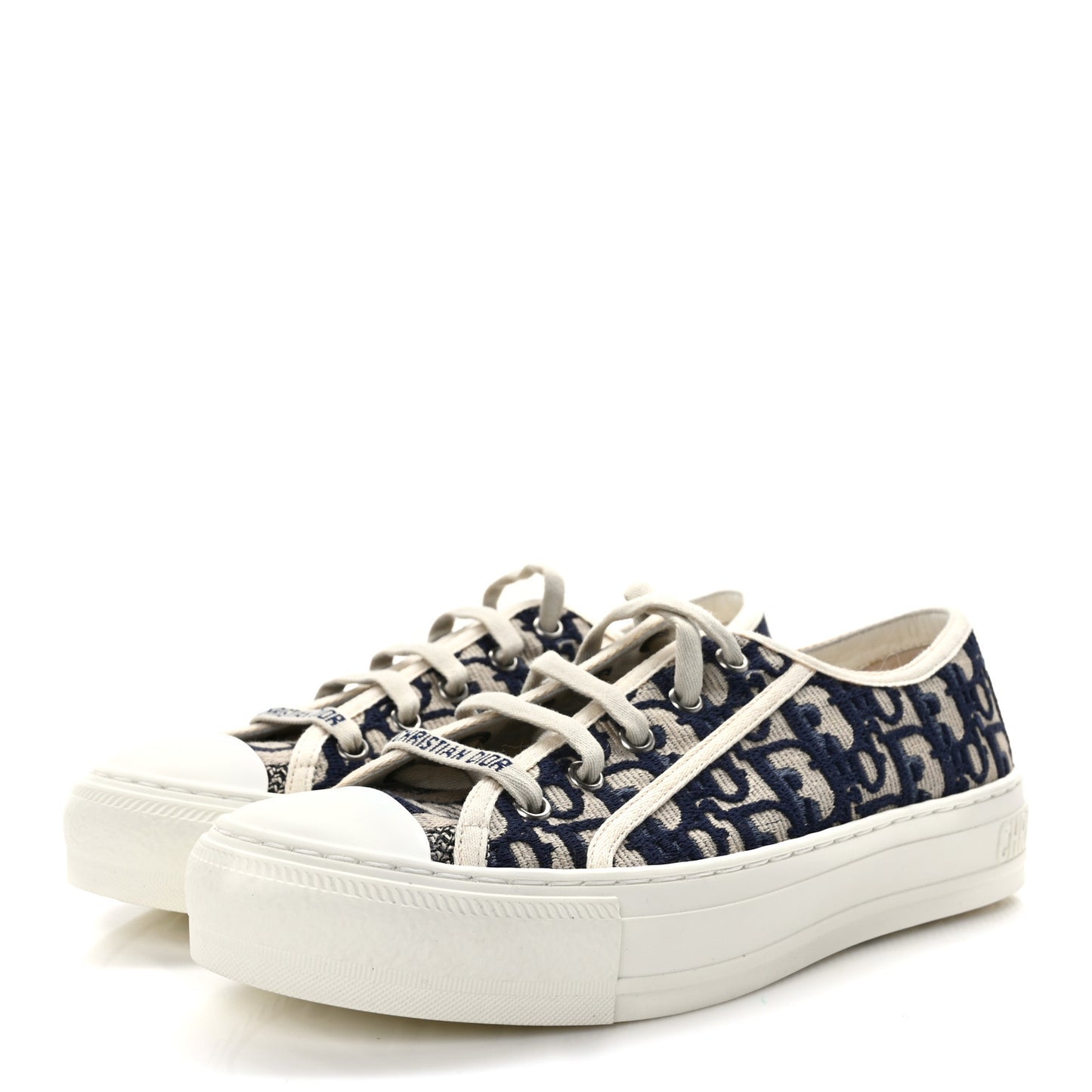 Canvas Oblique Walk'N'Dior Low Top Sneakers 37 Deep Blue