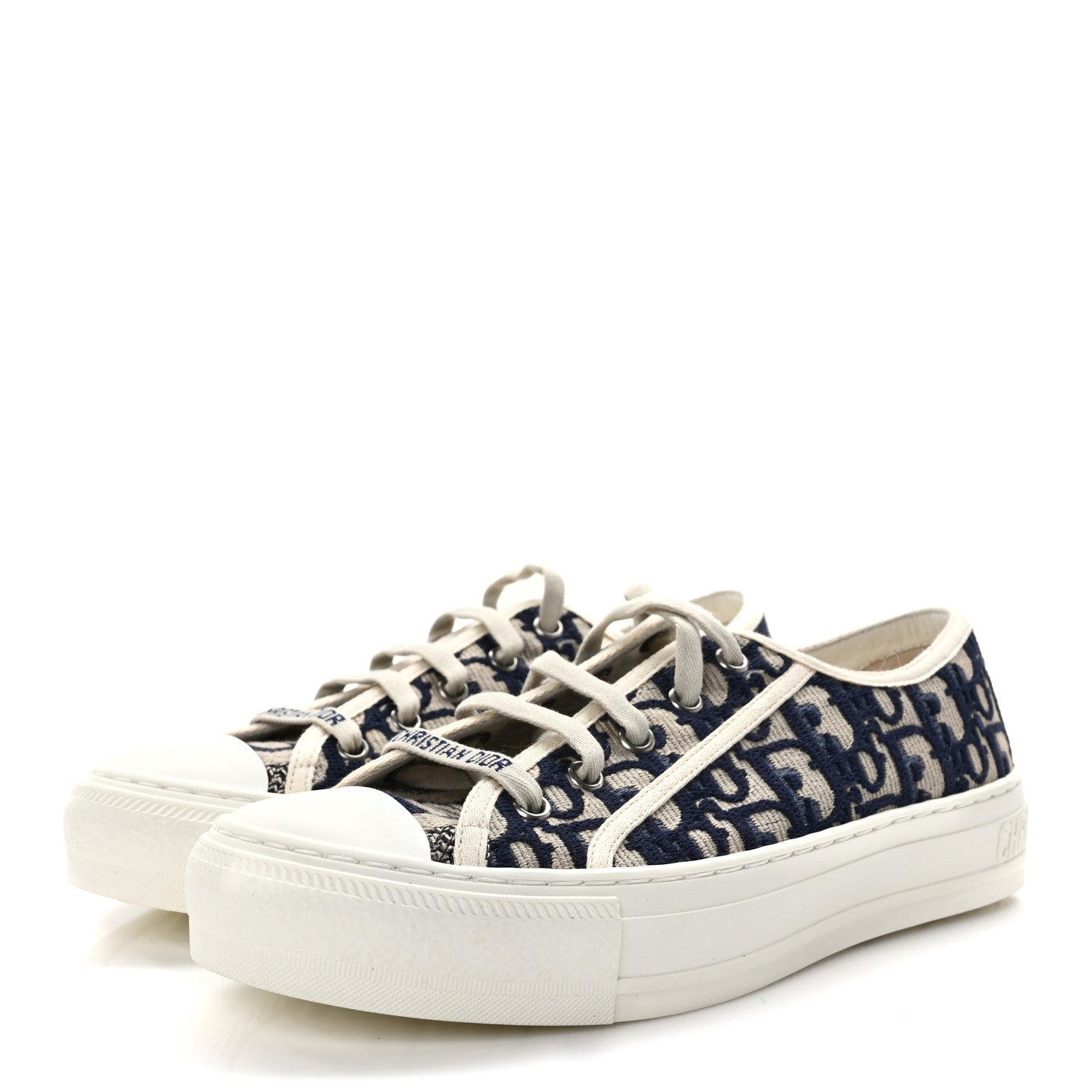 Christian Dior Canvas Oblique Walk'N'Dior Low Top Sneakers 37 Deep Blue 2 of 7