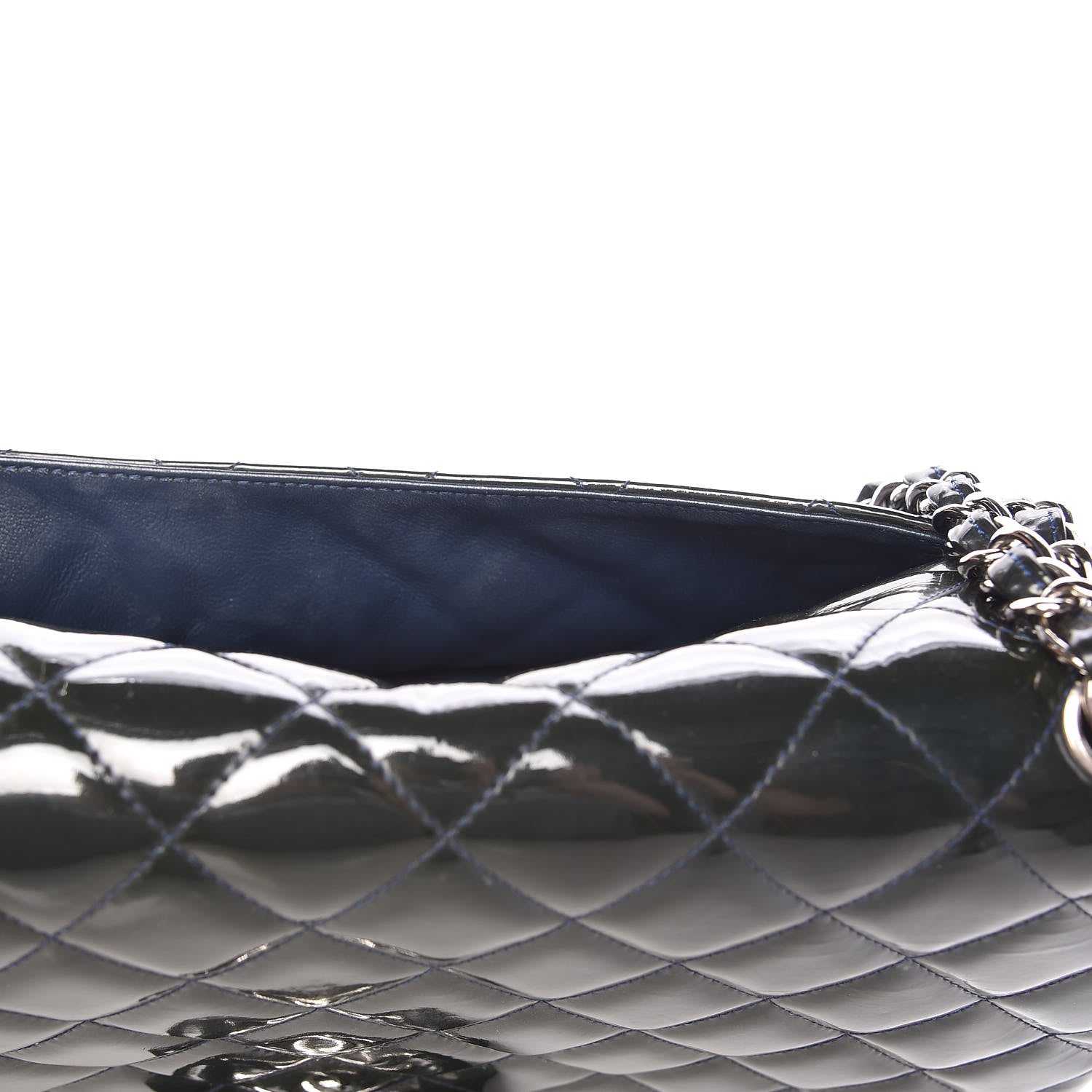 Chanel Patent Quilted Maxi Double Flap Navy Blue 20 of 23